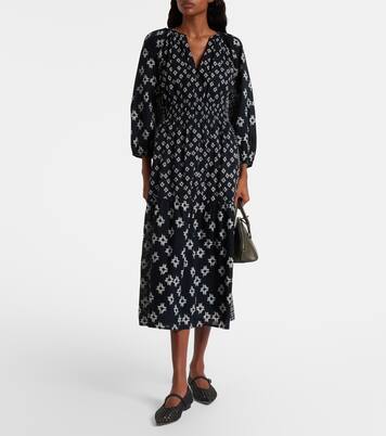 Robe midi Elen brodée en coton | Velvet