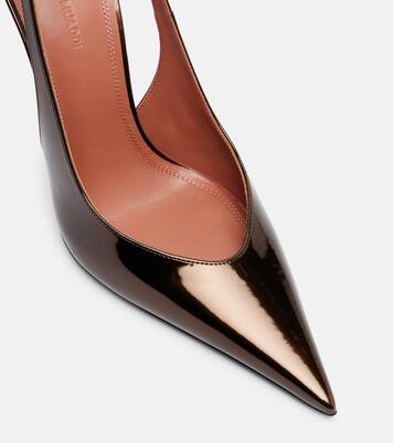 Anok 105 mirrored leather slingback pumps | Amina Muaddi