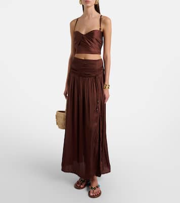 Carla pleated satin maxi skirt | Poupette St Barth