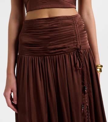 Carla pleated satin maxi skirt | Poupette St Barth