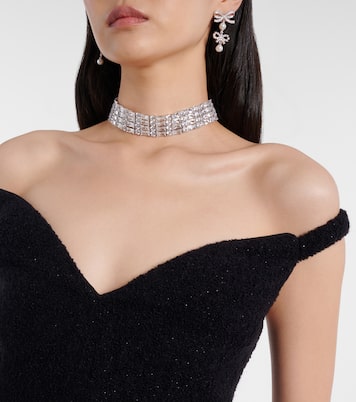 Off-Shoulder-Midikleid aus Bouclé | Self-Portrait