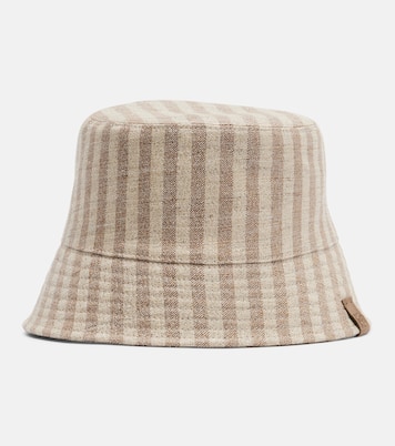 Chapeau bob rayé en toile | Brunello Cucinelli