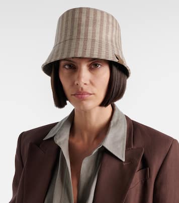 Chapeau bob rayé en toile | Brunello Cucinelli