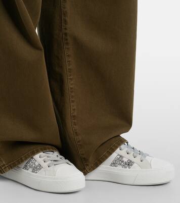 H705 Allacciato H glitter leather platform sneakers | Hogan