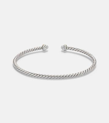 Micro Cable Flex® sterling silver and 14kt gold cuff bracelet with pearls | David Yurman