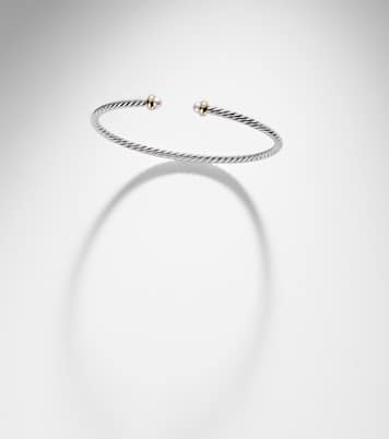 Micro Cable Flex® sterling silver and 14kt gold cuff bracelet with pearls | David Yurman