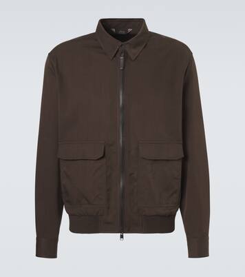 Veste blouson en soie à finitions en cuir | Brioni