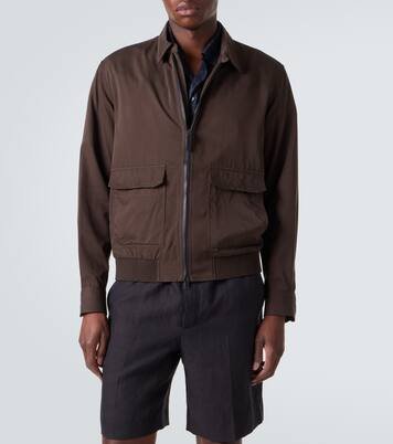 Veste blouson en soie à finitions en cuir | Brioni