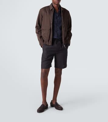 Veste blouson en soie à finitions en cuir | Brioni