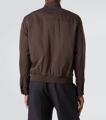 Veste blouson en soie à finitions en cuir | Brioni