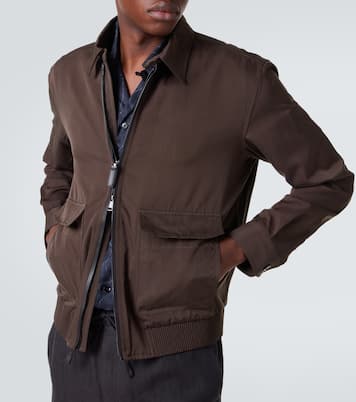 Veste blouson en soie à finitions en cuir | Brioni