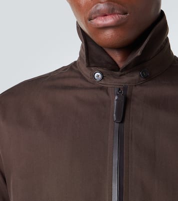 Veste blouson en soie à finitions en cuir | Brioni