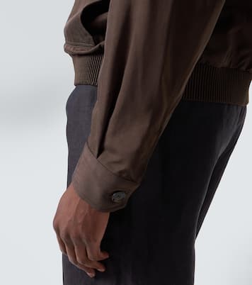 Veste blouson en soie à finitions en cuir | Brioni