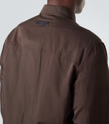 Veste blouson en soie à finitions en cuir | Brioni