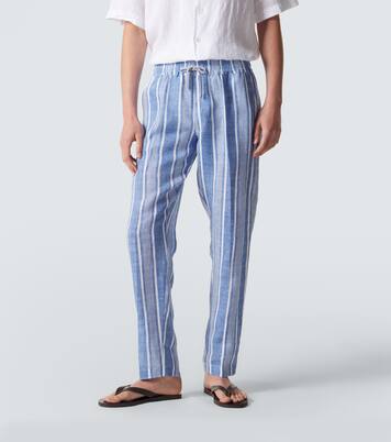 Striped linen straight pants | Fedeli