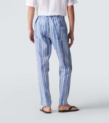 Striped linen straight pants | Fedeli