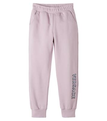 Logo embroidered cotton jersey sweatpants | Versace Kids