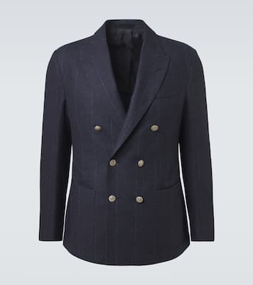 Blazer rayé en laine, coton et cachemire | Eleventy