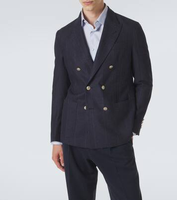Blazer rayé en laine, coton et cachemire | Eleventy