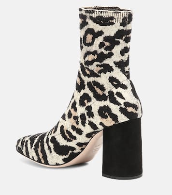 Leopard-print jacquard ankle boots | Miu Miu
