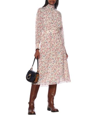 Robe midi en soie à fleurs | Chloé