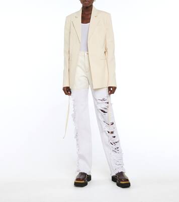 High-Rise Distressed Straight Jeans | Peter Do