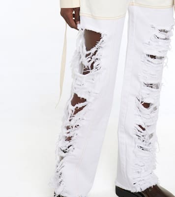 High-Rise Distressed Straight Jeans | Peter Do