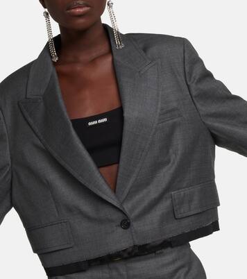 Blazer cropped in lana vergine | Miu Miu