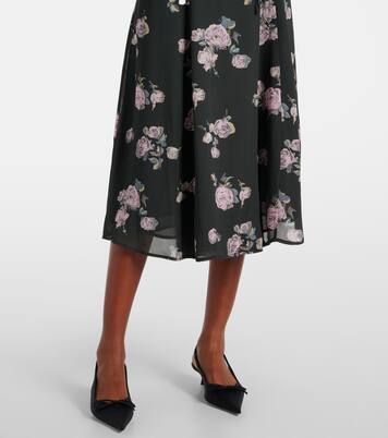 Robe portefeuille en crêpe à fleurs | Ganni