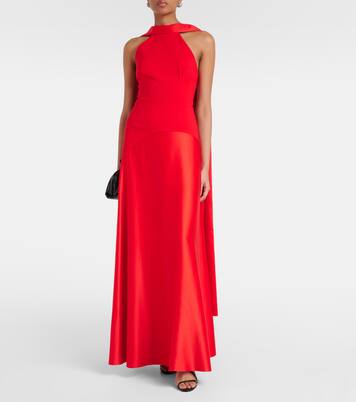 Robe longue Cece en crêpe et satin | Solace London