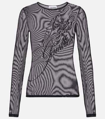 Logo sequined tulle top | Jean Paul Gaultier