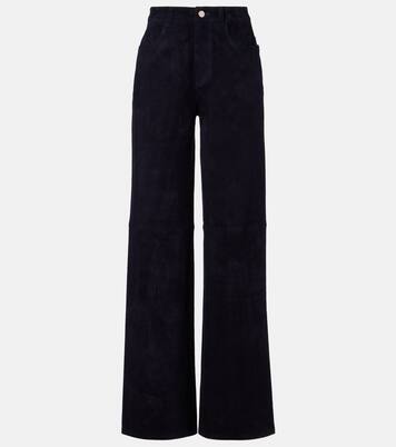 Weite High-Rise-Hose Mytheo aus Veloursleder | Stouls