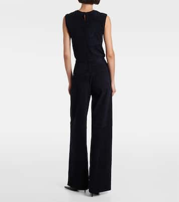 Weite High-Rise-Hose Mytheo aus Veloursleder | Stouls