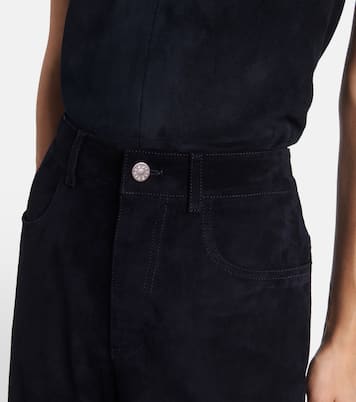 Weite High-Rise-Hose Mytheo aus Veloursleder | Stouls