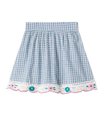 Rhea checked embroidered cotton-blend skirt | Bebe Organic