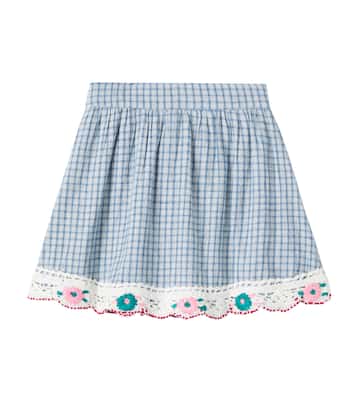 Rhea checked embroidered cotton-blend skirt | Bebe Organic