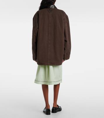 Leather-trimmed cotton canvas field jacket | Prada