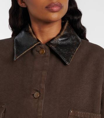 Leather-trimmed cotton canvas field jacket | Prada