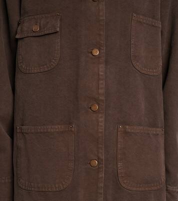 Leather-trimmed cotton canvas field jacket | Prada