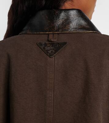 Leather-trimmed cotton canvas field jacket | Prada