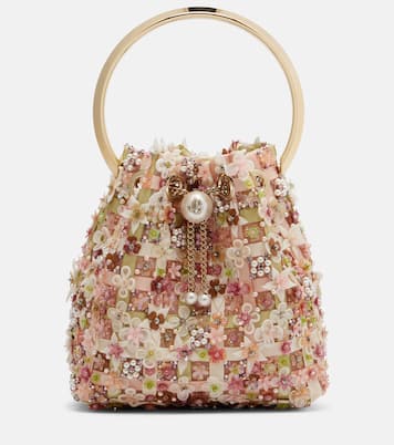 Bon Bon floral embellished bucket bag | Jimmy Choo