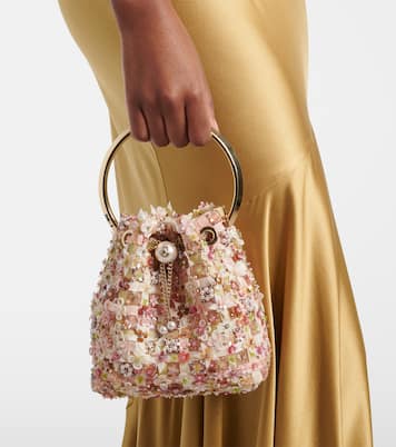 Bon Bon floral embellished bucket bag | Jimmy Choo