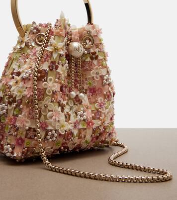 Bon Bon floral embellished bucket bag | Jimmy Choo