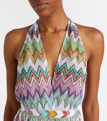 Zigzag锯齿图案金属丝面料连身裤  | Missoni