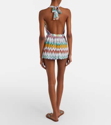 Zigzag锯齿图案金属丝面料连身裤  | Missoni