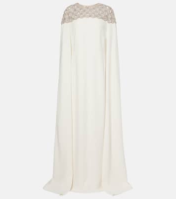 Caped embellished silk-blend gown | Oscar de la Renta