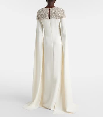 Caped embellished silk-blend gown | Oscar de la Renta