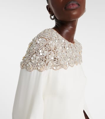 Caped embellished silk-blend gown | Oscar de la Renta