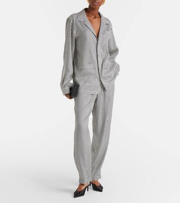Pantaloni regular in seta a righe | Tom Ford