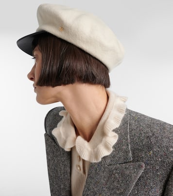 VLogo leather-trimmed wool newsboy cap | Valentino